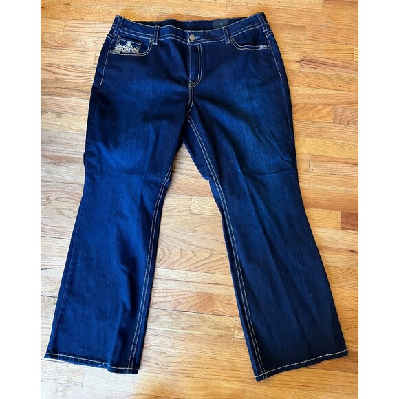 NEW NWT Lane Bryant Mid Rise Boot Cut 24 Embellished Dark Wash Regular - Picture 1 of 4